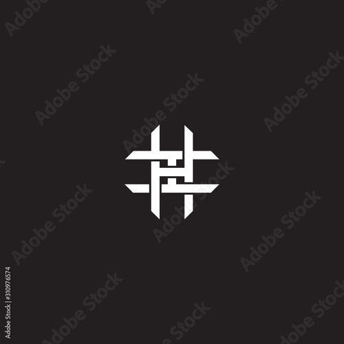 Initial letter overlapping interlock logo monogram line art style