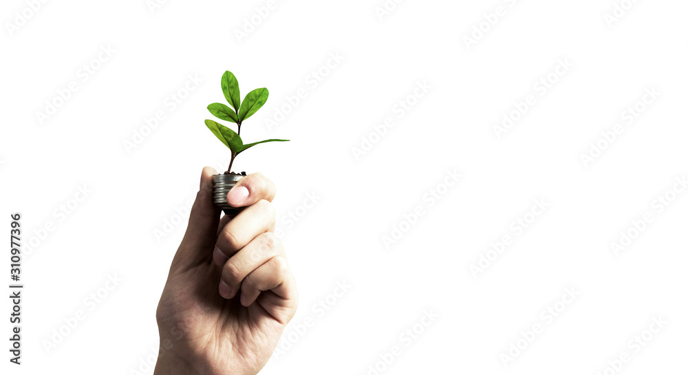 Green energy concept . Mixed media