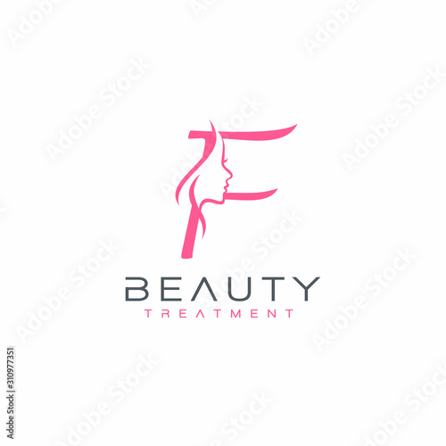Letter F beauty Face Logo Design Vector Icon