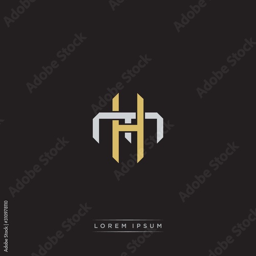 Initial letter overlapping interlock logo monogram line art style