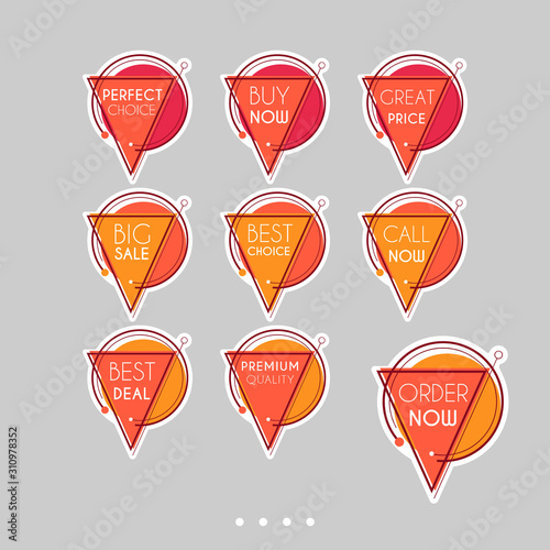 Set of sale stickers. Colorful abstract design.