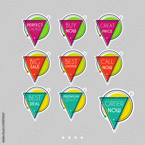 Set of sale stickers. Colorful abstract design.