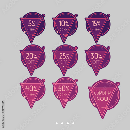 Set of sale stickers. Colorful abstract design.
