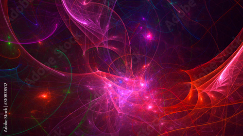 3D rendering abstract red fractal light background