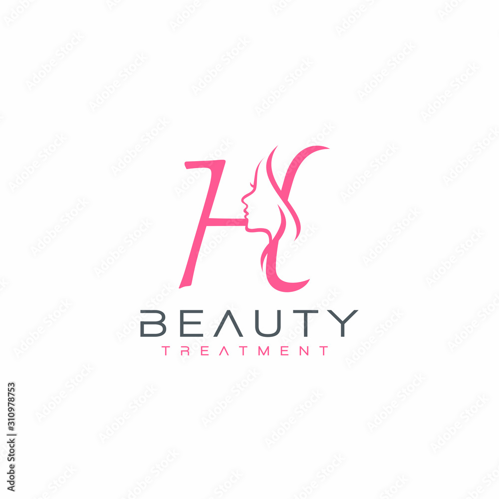 Letter H beauty Face Logo Design Vector Icon