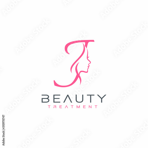 Letter J beauty Face Logo Design Vector Icon