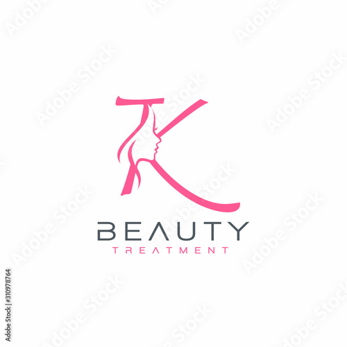 Letter K beauty Face Logo Design Vector Icon