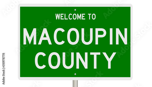 Rendering of a green 3d highway sign for Macoupin County photo