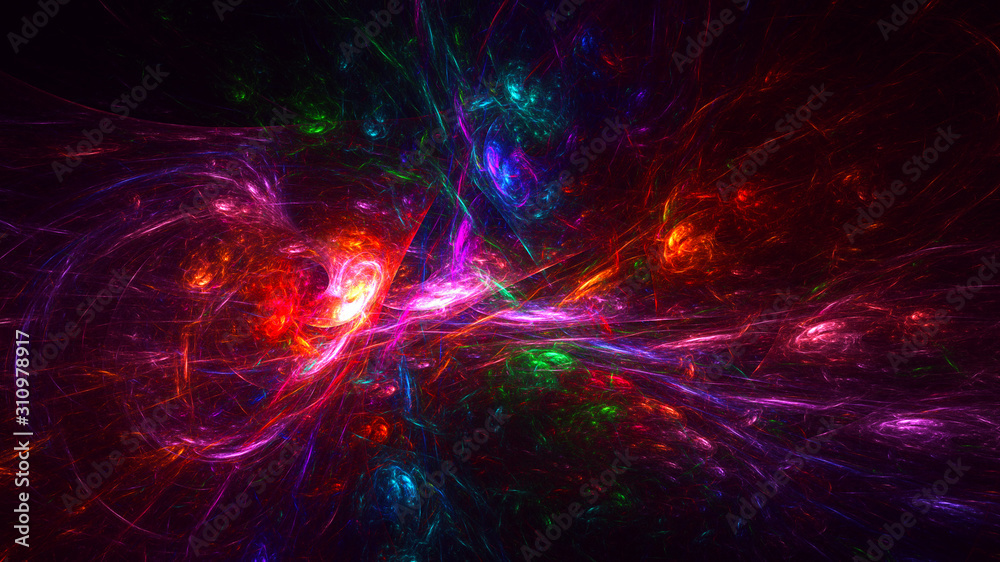 Obraz premium 3D rendering abstract red fractal light background