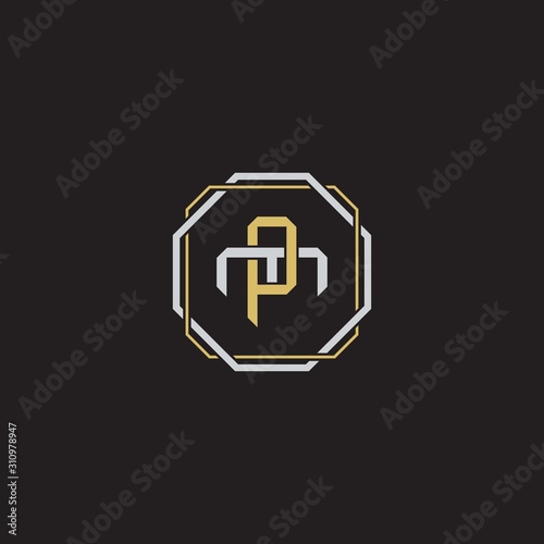 Initial letter overlapping interlock logo monogram line art style