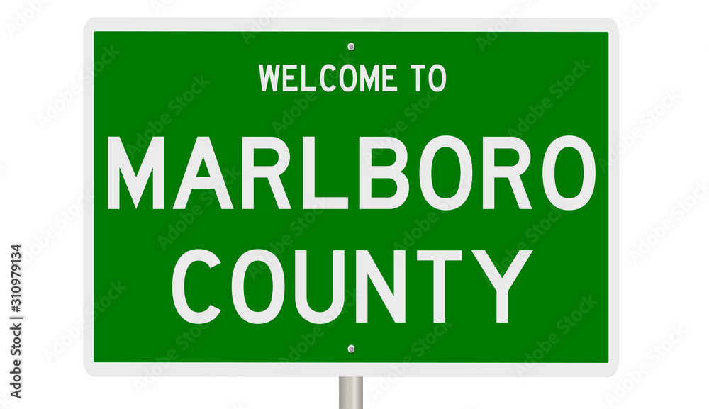 Rendering of a green 3d highway sign for Marlboro County