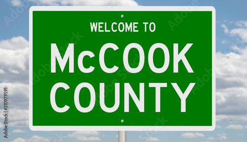 Rendering of a green 3d highway sign for McCook County photo