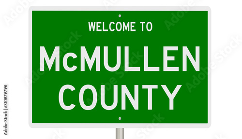 Rendering of a green 3d highway sign for McMullen County photo