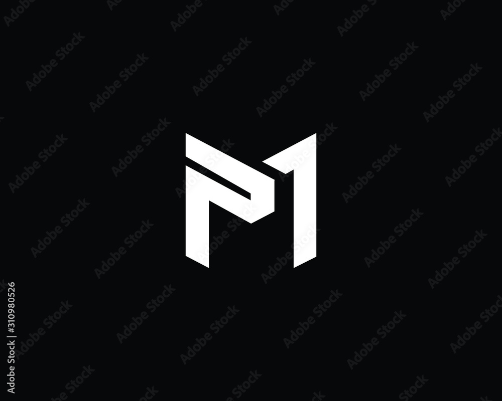 Creative and Minimalist Letter PM MP Logo Design Icon, Editable in Vector Format in Black and White Color	