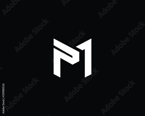 Creative and Minimalist Letter PM MP Logo Design Icon, Editable in Vector Format in Black and White Color	