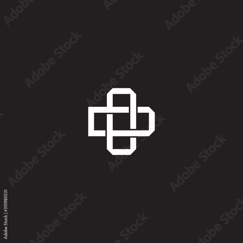 Initial letter overlapping interlock logo monogram line art style