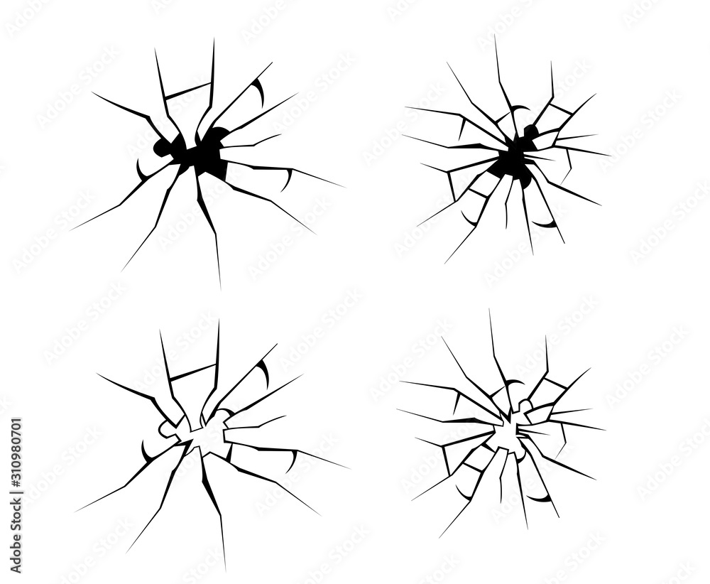 set of glass cracked vector illustration set of glass cracked vector illustration