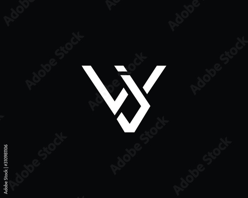 Creative and Minimalist Letter WJ JW Logo Design Icon, Editable in Vector Format in Black and White Color 
