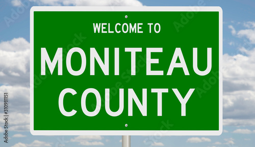 Rendering of a green 3d highway sign for Moniteau County photo