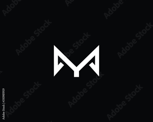 Creative and Minimalist Letter MY YM Logo Design Icon, Editable in Vector Format in Black and White Color 