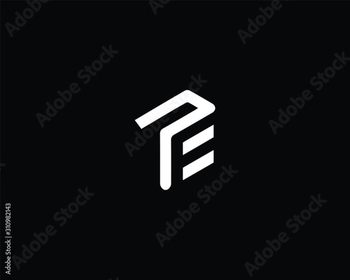 Creative and Minimalist Letter PE Logo Design Icon, Editable in Vector Format in Black and White Color	