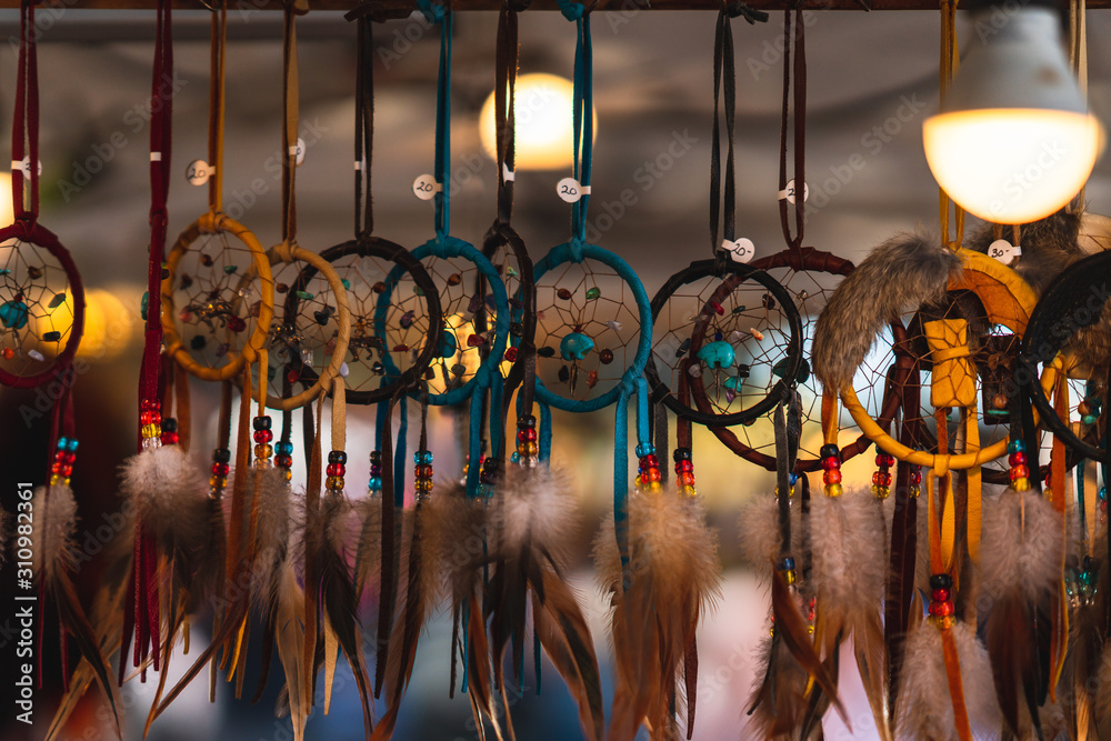 Pow Wow. Details of regalia and decorations. A variety of animal hides ...