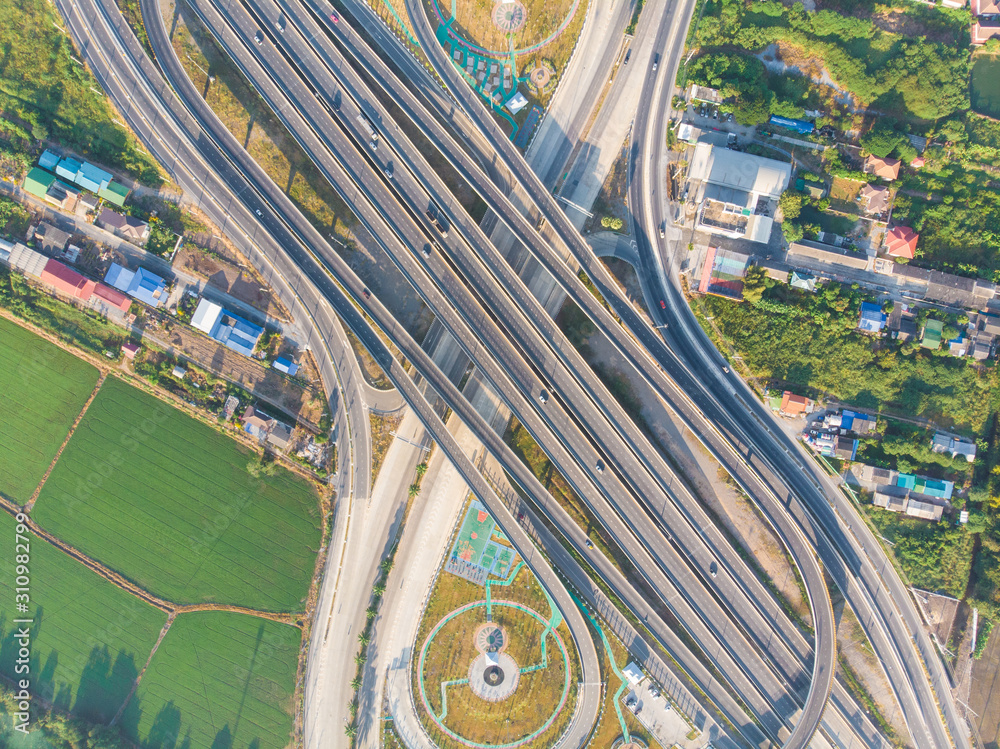 Aerial view city trasnsport junction road Aerial view city trasnsport junction road