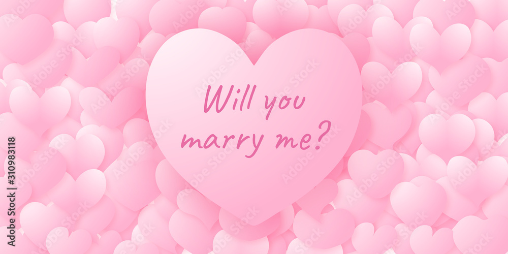 Pink will you marry me greeting card background wallpaper illustratation design.