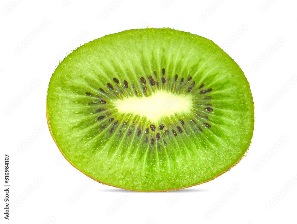 Half ripe kiwi fruit on white background Half ripe kiwi fruit on white background