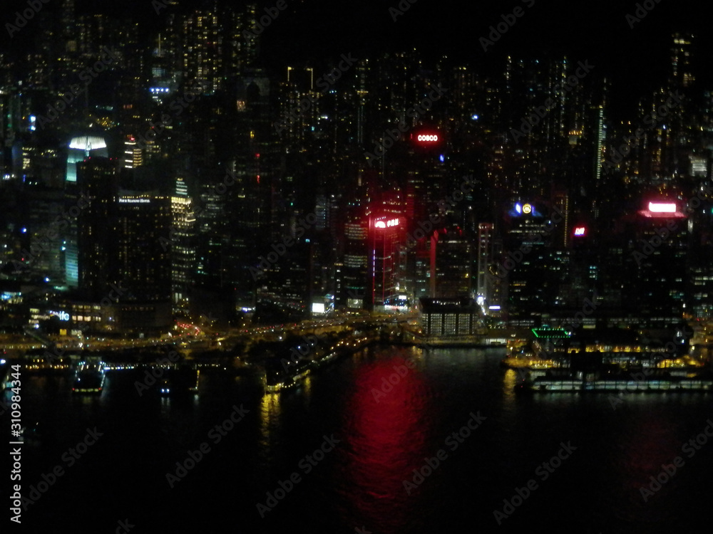 Hong Kong Victoria harbor view from skyscraper bar