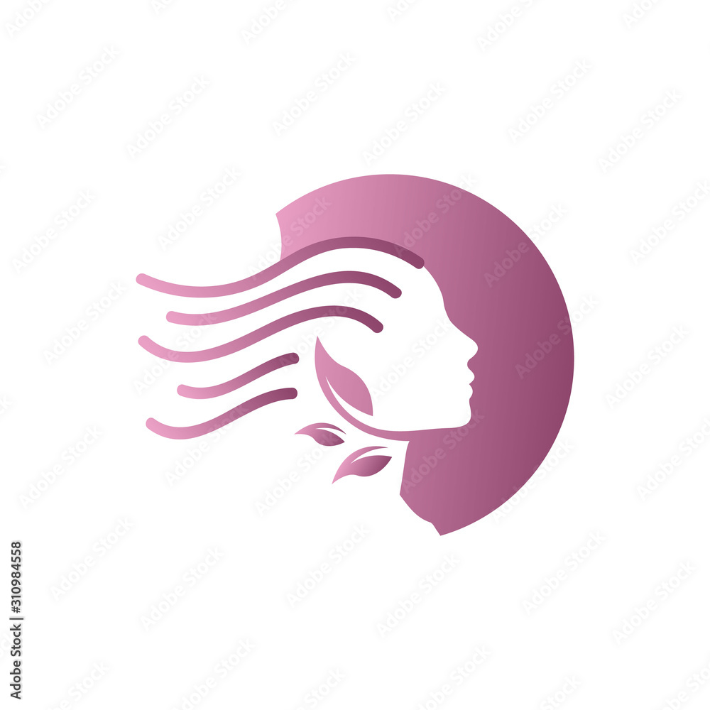 A silhouette of beauty woman face vector logo for spa, diet, sports, health, yoga, beauty company