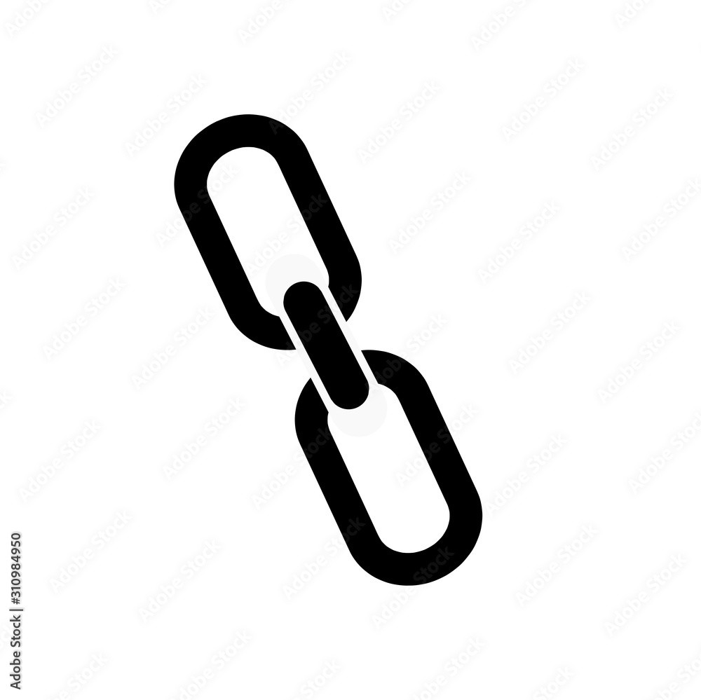 Chain link vector icon. Chainlet element flat design. Concept connection symbol isolated on white background