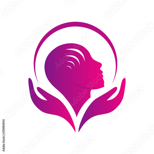 mental health care logo vector design head leaf hand template icon for medical and teraphy psychotherapy sign symbol