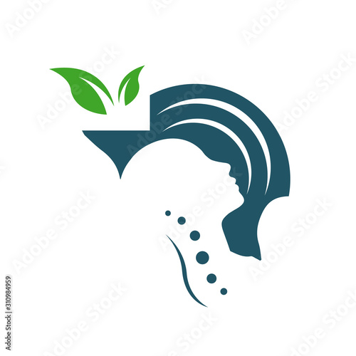 mental health care logo vector design head leaf hand template icon for medical and teraphy psychotherapy sign symbol
