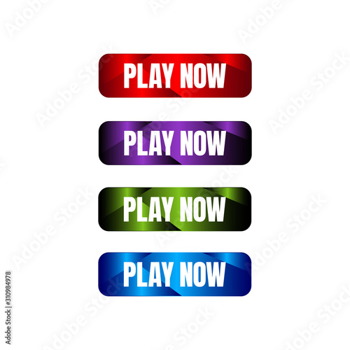play now button four colored editable call to action buttons vector illustrations
