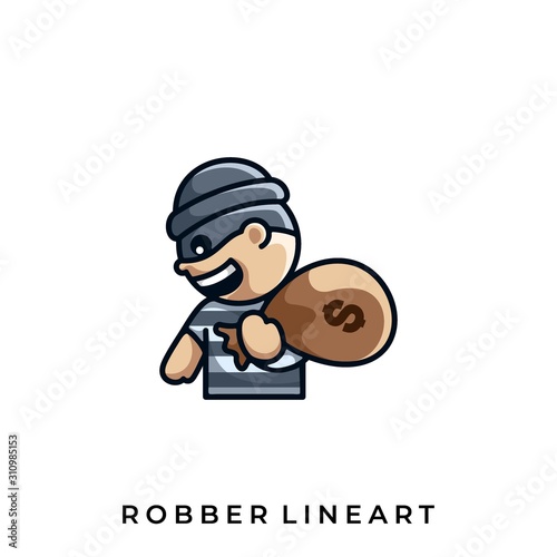 Robber Dollar Illustration Vector Template
