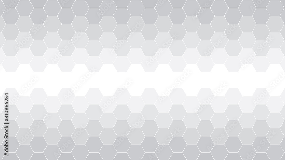 Honeycomb Grid tile random background or Hexagonal cell texture. in color white or gray or grey with copy space in the middle center. Honeycomb Grid tile random background or Hexagonal cell texture. in color white or gray or grey with copy space in the middle center.