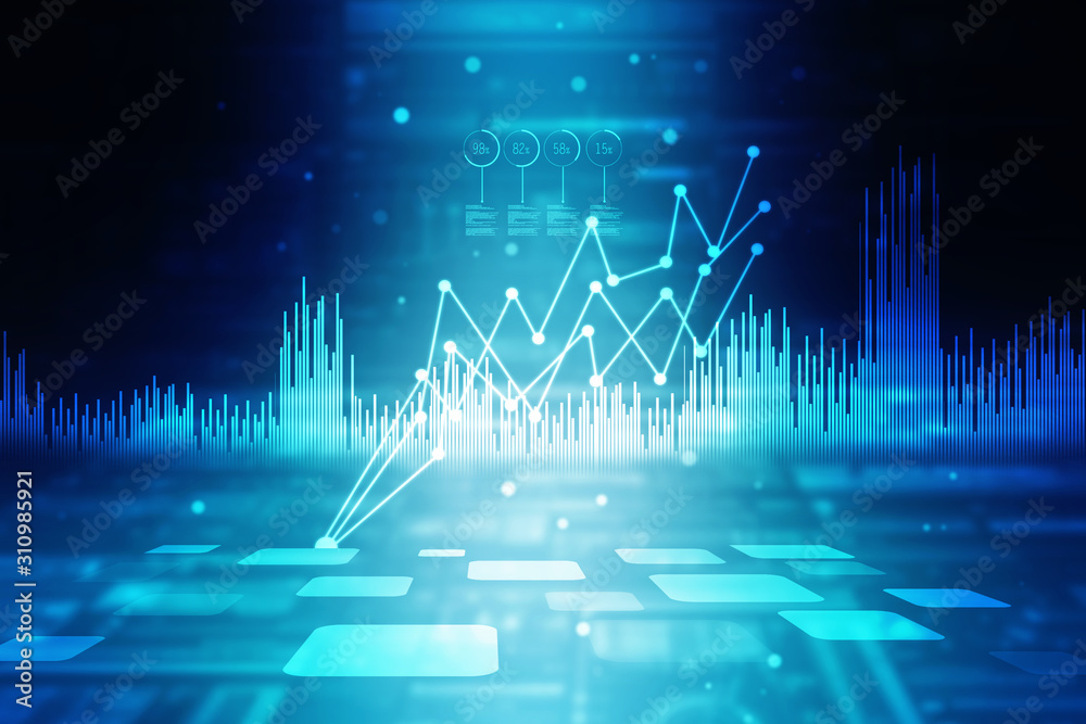 Naklejka premium 2d rendering Stock market online business concept. business Graph 