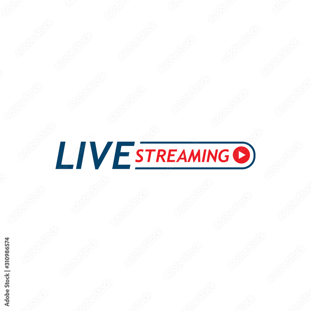 Obraz premium live streaming logo icon vector design a stylist text square rounded element with play button for TV news or online broadcasting