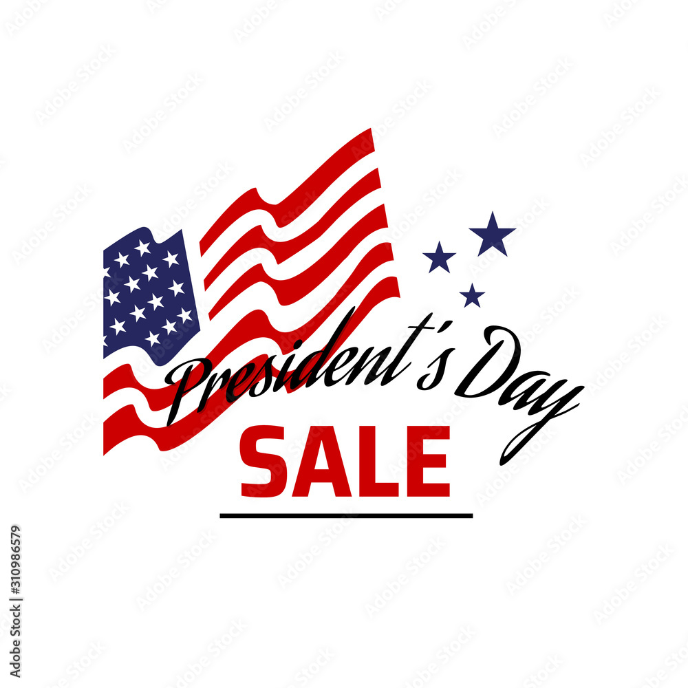 presidents day sale red blue color vector typography text for sale banners, greeting cards, gifts, promotions vector illustrations