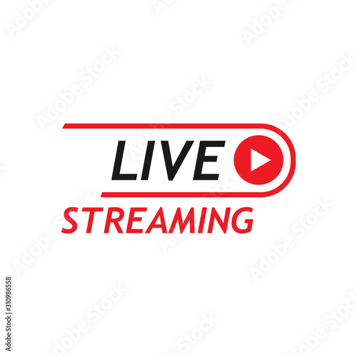 live streaming logo icon vector design a stylist text square rounded element with play button for TV news or online broadcasting