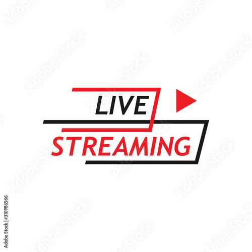 live streaming logo icon vector design a stylist text square rounded element with play button for TV news or online broadcasting
