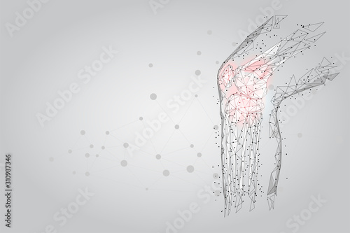Foto Abstract mash line and poin Human knee joint
