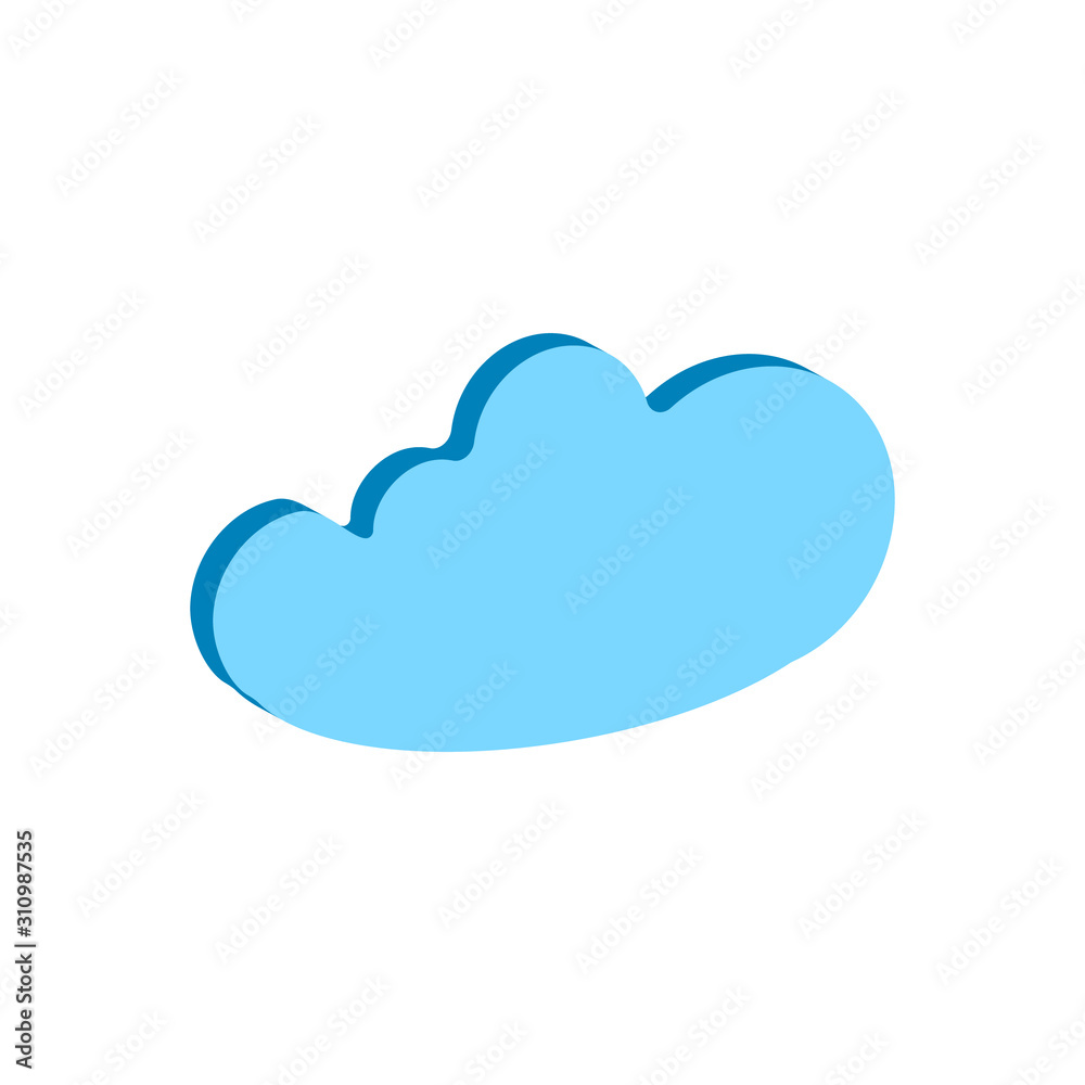 Weather forecast isometric icon of cloud isolated on white background. Weather symbol  in modern style. For web site design and mobile apps. Vector illustration