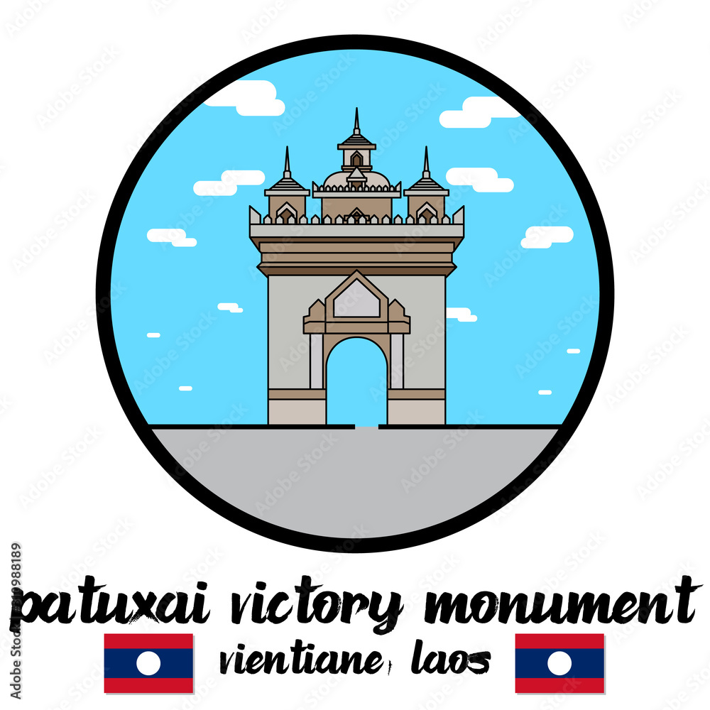 circle icon Patuxai Victory Monument. vector illustration