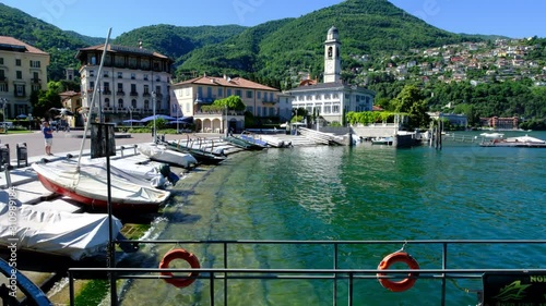 Cernobbio, Como lake, Italy. Panoramic view on the touristic main pier