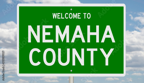 Rendering of a green 3d highway sign for Nemaha County