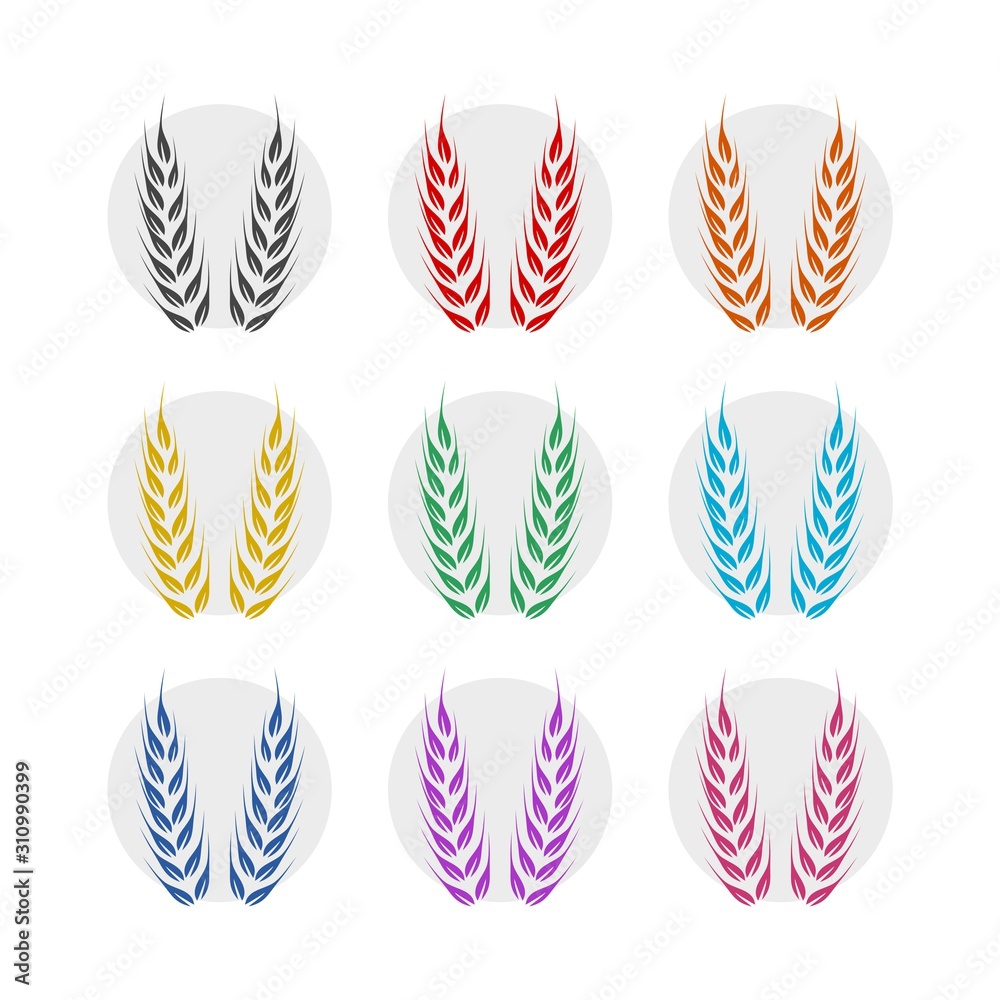 Wheat color icon set isolated on white background