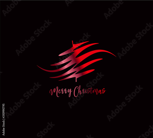 Abstract christmas tree with hand sketch line, vector illustration for xmas