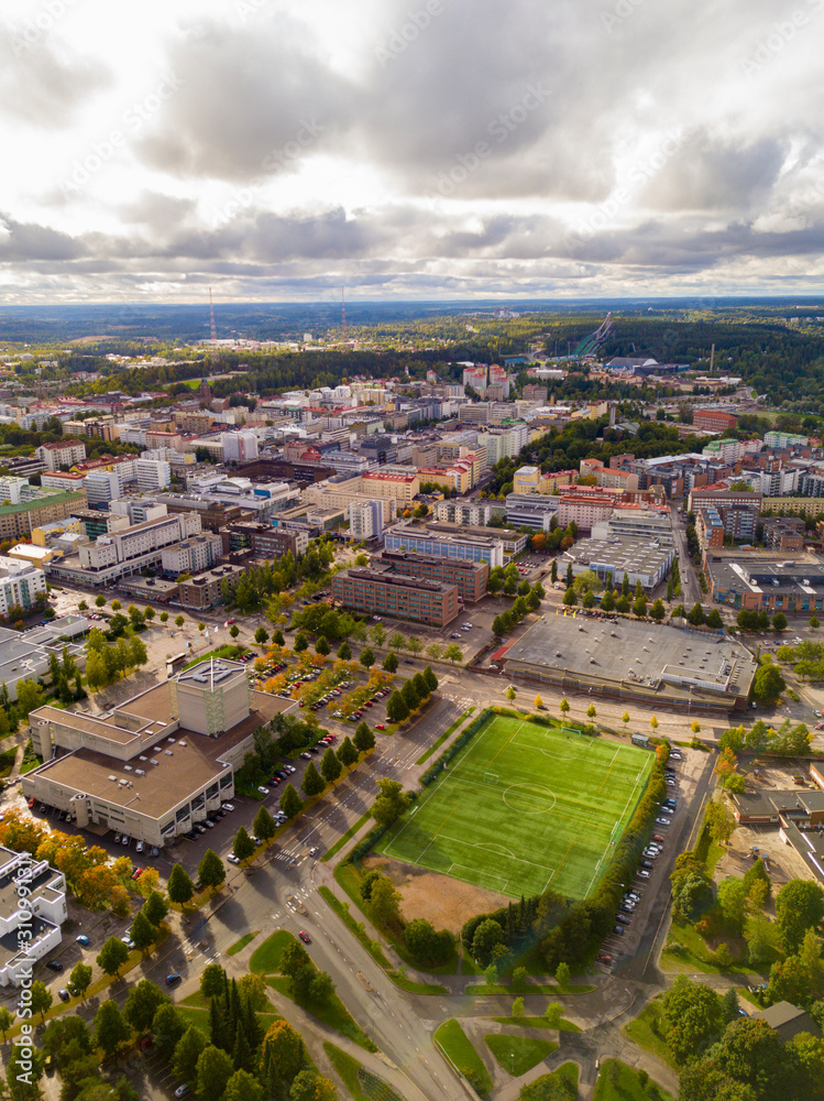 Lahti, Finland. Drone views from city. 